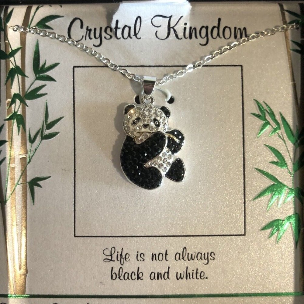 Crystal Kingdom Panda Genuine Crystal, Fine Silver Plated Necklace